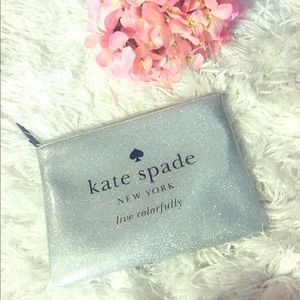 Kate Spade Silver Sparkle Cosmetic Bag
